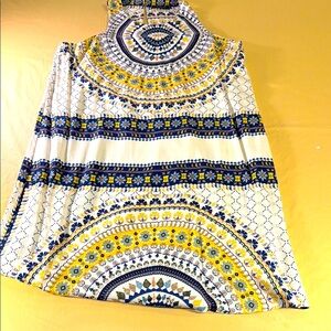 Renee C dress sleeveless round neck line multicolored